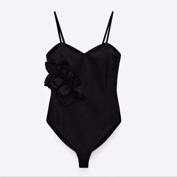 Zara black ruffle bodysuit NWT - Picture 6 of 6